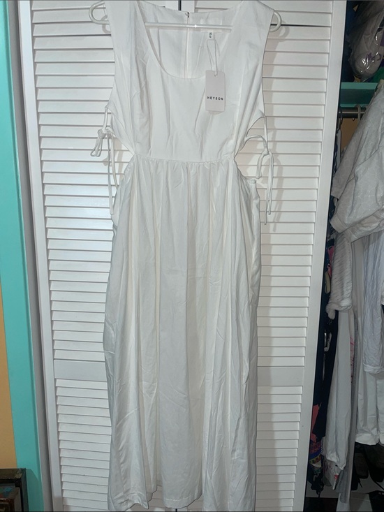 HEYSON Dresses & Skirts - Heyson White Sleeveless Maxi Dress with Side Cutouts
